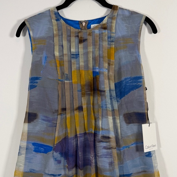 NWT Calvin Klein Silk Abstract Mini Dress - Picture 2 of 8